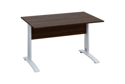 EPK 18 - 12 stůl kancelářský, kovová podnož bílá, deska 18 mm, široký 1200 mm, ořech královský